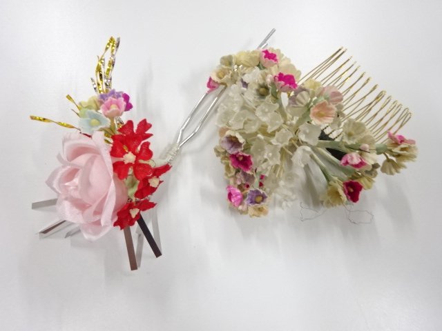 JAPANESE KIMONO / ANTIQUE PINCHED WORK HAIR ACCESSORY SET